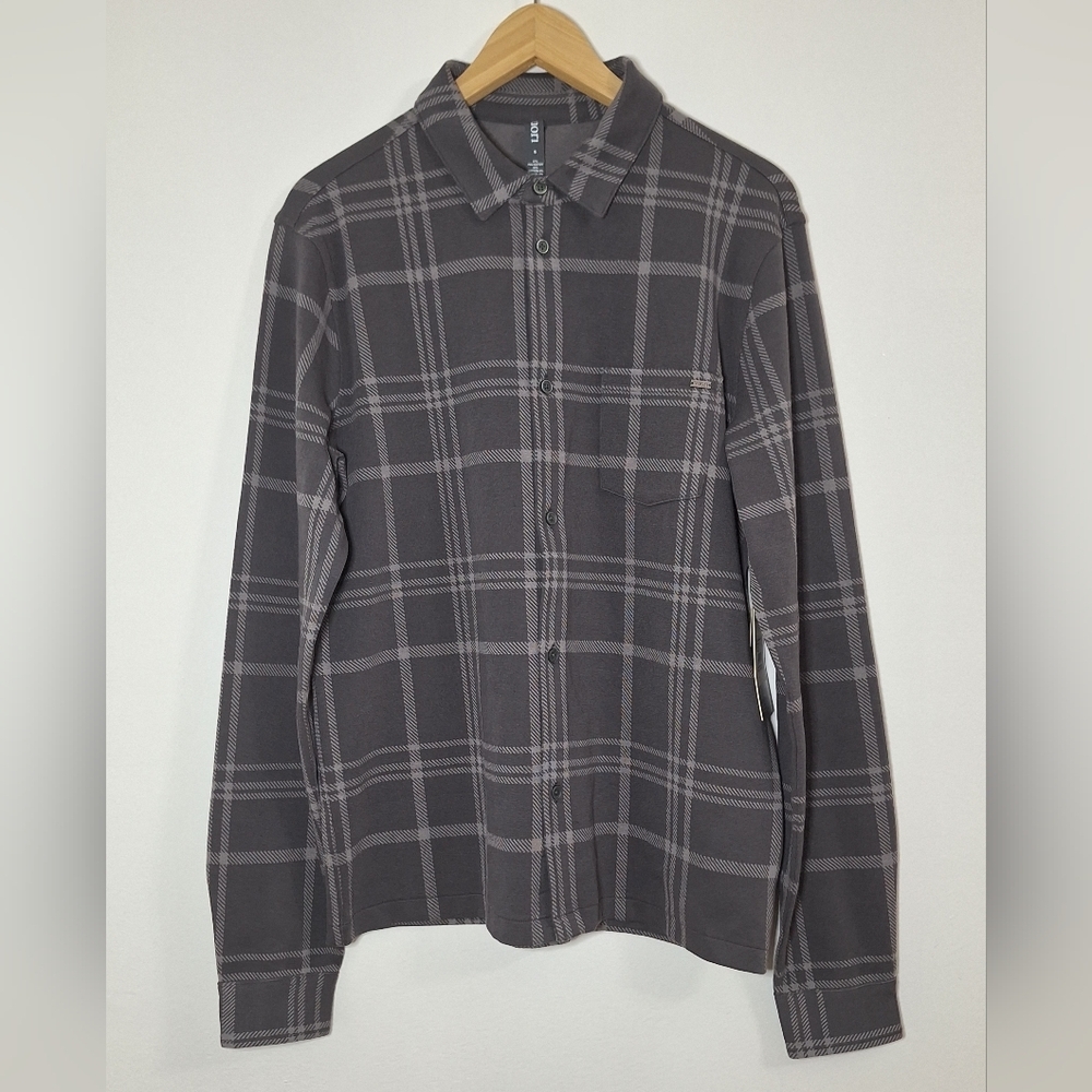 NWT VUORI Gray Plaid Casual Button Down Shirt
